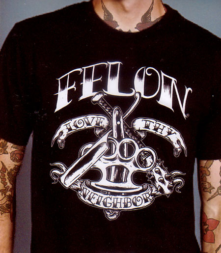 Thy Neighbor  on a black shirt by Felon Clothing