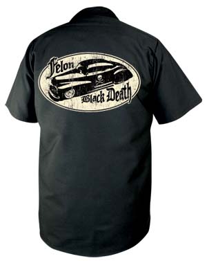 Black Death on a black short sleeve work shirt by Felon Clothing  - SALE