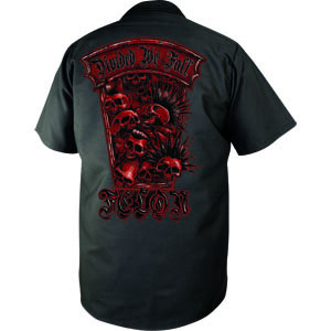 Divided We Fall on a black short sleeve work shirt by Felon Clothing  - SALE