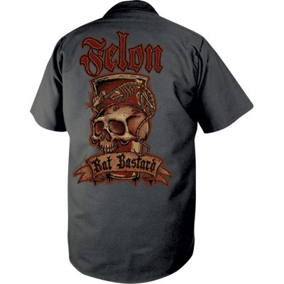 Rat Bastard on a black short sleeve work shirt by Felon Clothing  - SALE