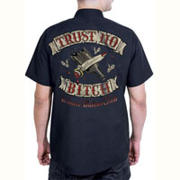 Women Haters Club on a black short sleeve work shirt by Felon Clothing 