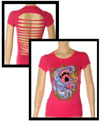 Monster Fuschia Cut Up Back Shirt by Folter - SALE sz L & XL only