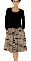 Mustache Print Skirt  by Folter Clothing - SALE