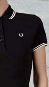 Fred Perry Twin Tipped Girls Polo Shirt- BLACK/SNOW WHITE