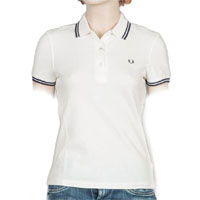Fred Perry Twin Tipped Girls Polo Shirt- SNOW WHITE