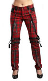 Bondage Tartan Trousers by Hell Bunny- Red Plaid