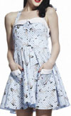 Selby Mini Dress by Hell Bunny - Nautical Pin Up Print - SALE sz LG only