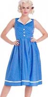 Karen Dress by Hell Bunny - in Blue Polka Dot