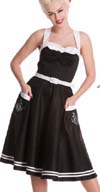 Siren 50's Nautical  Dress by Hell Bunny - in BLACK
