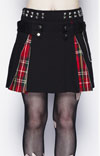 Damned Black and Red Plaid Zipper Mini Skirt by Hell Bunny 
