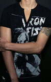 Hot Mess on a Black Guys Slim Fit Raw Edge V-Neck by Iron Fist  - SALE sz 2X only