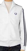 Fred Perry Twin Striped Track Jacket- WHITE/NAVY