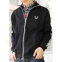 Fred Perry Twin Striped Track Jacket- BLACK/WHITE