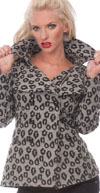 Girls Grey Leopard Peacoat Style Jacket by Living Dead Souls/Voodoo Kitten
