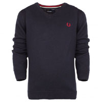 Fred Perry V-Neck Sweater in NAVY