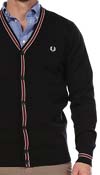 Fred Perry Tipped Cardigan Sweater in BLACK