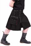 Mens Kilt by Dead Threads- Black With Red Plaid Pocket