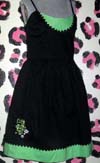 Killer Franky Dress in black and green by Paper Doll - SALE sz S & M only