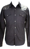 Black Western Long Sleeve Shirt With Pleather Shoulders by Living Dead Souls - SALE sz L & XL only