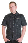 *****Pinstripe Short Sleeve Button Up Shirt by Living Dead Souls - SALE