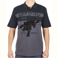 Born To Lose on a Charcoal Polo Shirt by Lucky 13 