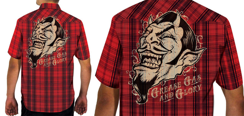 Badlands Red/Black Plaid Western short sleeve button up shirt by Lucky 13 - SALE sz L only
