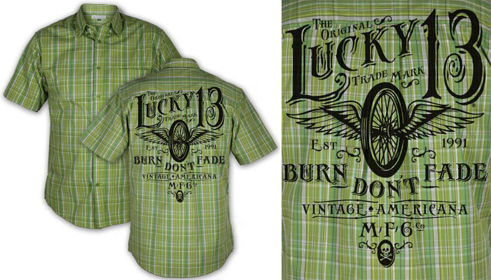 Electra Olive Plaid short sleeve button up shirt by Lucky 13 - SALE sz 2X only