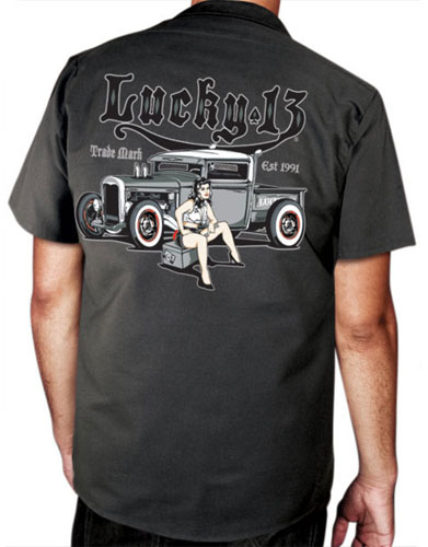 Miss Lead (girl on a tool box) Short Sleeve Workshirt by Lucky 13 - SALE