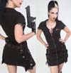 Show product details for Black Cap Sleeve Mini Dress With Cargo Pockets by Lip Service