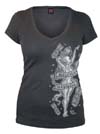 Bombshell on a black Deep V Neck girls shirt by Lucky 13 - SALE