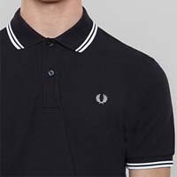Fred Perry Classic Fit Twin Tipped Polo Shirt- NAVY/WHITE/WHITE