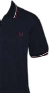 Fred Perry Classic Fit Twin Tipped Polo Shirt- NAVY/PORCELAIN/MAHOGANY
