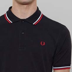 Fred Perry Classic Fit Twin Tipped Polo Shirt- NAVY/WHITE/RED