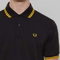 Fred Perry Classic Fit Twin Tipped Polo Shirt- BLACK/YELLOW