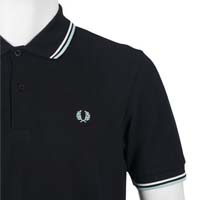 Fred Perry Classic Fit Twin Tipped Polo Shirt- NAVY/ECRU/PALE BLUE