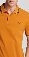 Fred Perry Classic Fit Twin Tipped Polo Shirt- BURNT AMBER/BLACK