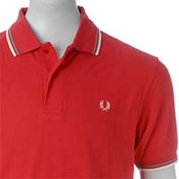 Fred Perry Classic Fit Twin Tipped Polo Shirt- RED/CLOUDBURST/WHITE