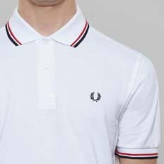 Fred Perry Classic Fit Twin Tipped Polo Shirt- WHITE/BRIGHT RED/NAVY