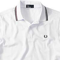 Fred Perry Classic Fit Twin Tipped Polo Shirt- WHITE/PORT/OLIVE