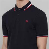 Fred Perry Slim Fit Polo Shirt- NAVY/WHITE/RED