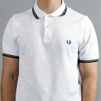 Fred Perry Slim Fit Polo Shirt- WHITE/BLACK/BLACK
