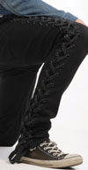 Side Lace Junkie Fit Guys Stretch Jean in BLACK by Lip Service