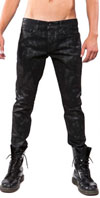 Junkie Wax Coated Bleach Splash Stretch Jeans in TAR by Lip Service