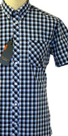 Retro Plaid Short Sleeve Button Up by Ben Sherman- CLASSIC NAVY (MA00292s)