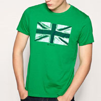 Union Jack On A Slim Fit Guys Shirt by Ben Sherman- ABSINTHE GREEN (Sale price!)