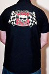 Monster Worx on a black short sleeve work shirt by Motorcult