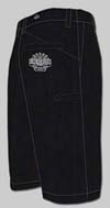Timeless Clothing / King Kerosin Black Pinstripe Embroidered Shorts - Crown & Logo