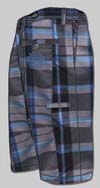 Timeless Clothing / King Kerosin Blue Plaid Embroidered Board Shorts - Crown & Logo