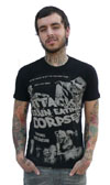 Attack Of The Brain Eating Corpses on a black slim fit shirt by Too Fast Clothing - SALE sz S and XL only