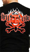 Hellride on a black guys slim fit V-Neck shirt by Too Fast Clothing  - SALE sz M only